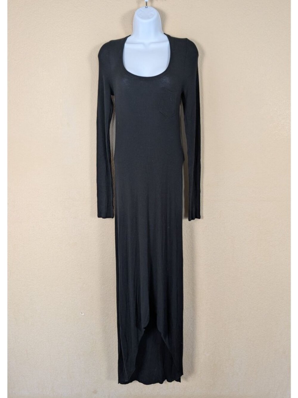 Free People Beach Maxi Dress Bodycon Ribbed Women's sz L Minimalist Front Pocket